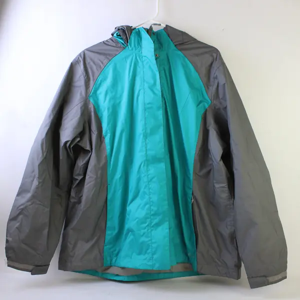 Eddie Bauer Women's 2XL Teal/Gray Weather Edge Softshell Packable Hood Jacket