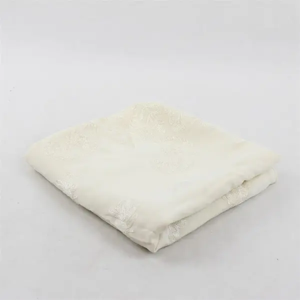 Vintage White Embroidered Square Tablecloth 36" x 36" FLAWED