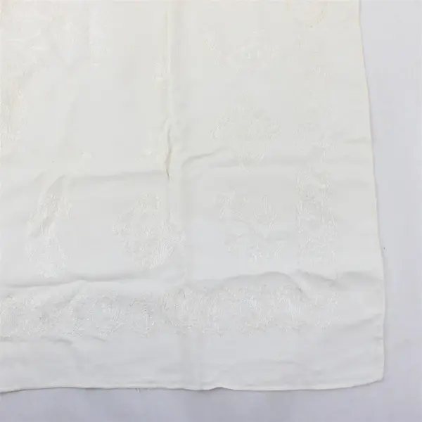 Vintage White Embroidered Square Tablecloth 36" x 36" FLAWED