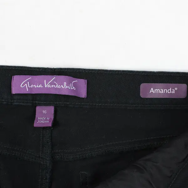 Gloria Vanderbilt Women's 16 Black "Amanda" Style Tapered Leg Denim Jeans