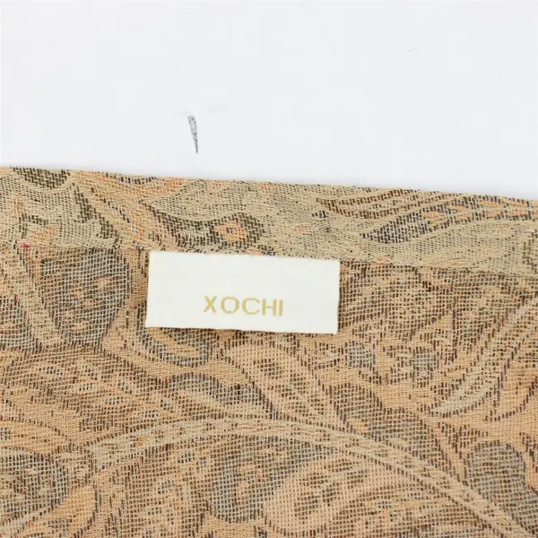 Xochi Beige and Gray Floral Design Fringed Boho Table Runner 15" x 90"