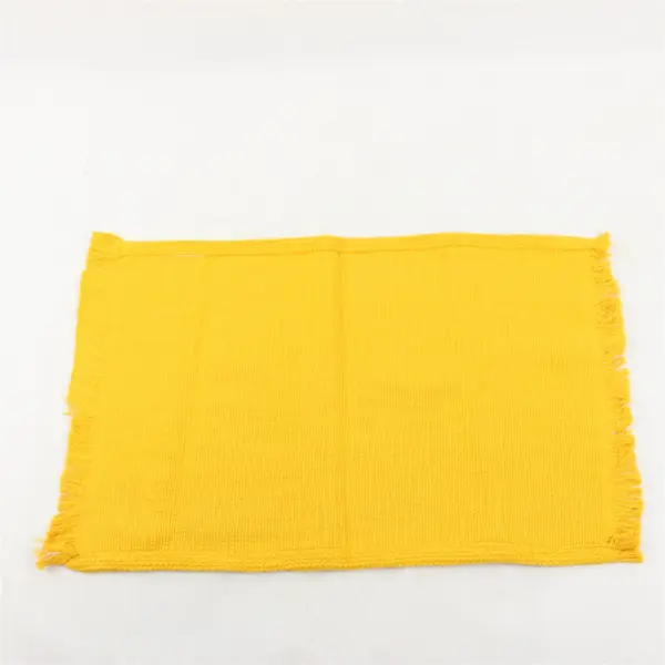 Set of 4 Mustard Yellow Woven Fringed Placemats 14" x 20"