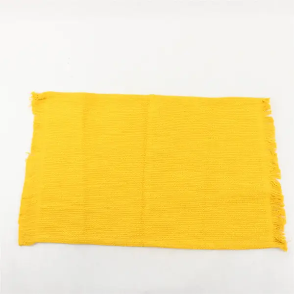 Set of 4 Mustard Yellow Woven Fringed Placemats 14" x 20"