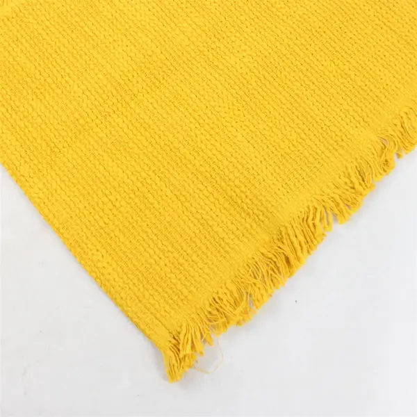 Set of 4 Mustard Yellow Woven Fringed Placemats 14" x 20"