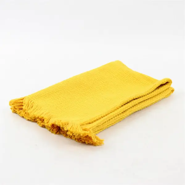 Set of 4 Mustard Yellow Woven Fringed Placemats 14" x 20"
