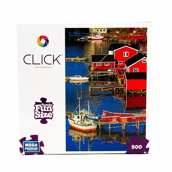 Norwegian Fishing Village 500 pc Jigsaw Puzzle, Complete