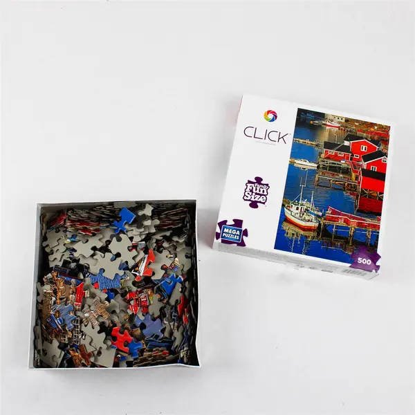 Norwegian Fishing Village 500 pc Jigsaw Puzzle, Complete