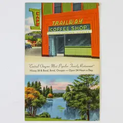Vintage Trailway Coffee Shop Bend Oregon Color Linen Postcard 1930s