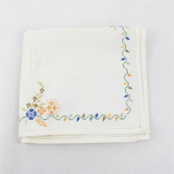 Vintage Cross Stitch Embroidered Table Runner 19" x 42" FLAWED