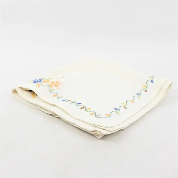Vintage Cross Stitch Embroidered Table Runner 19" x 42" FLAWED
