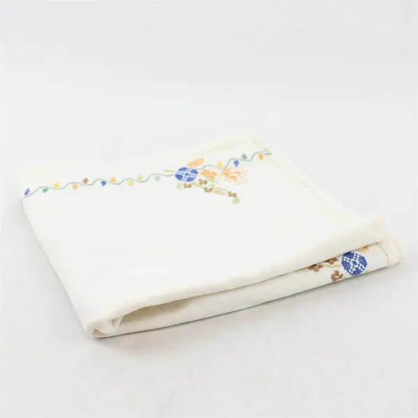 Vintage Cross Stitch Embroidered Table Runner 19" x 42" FLAWED