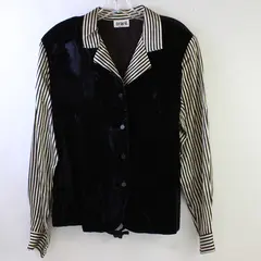 VTG Orare Women's L Multicolor Mix Material Button Up Collared Long Sleeve Shirt