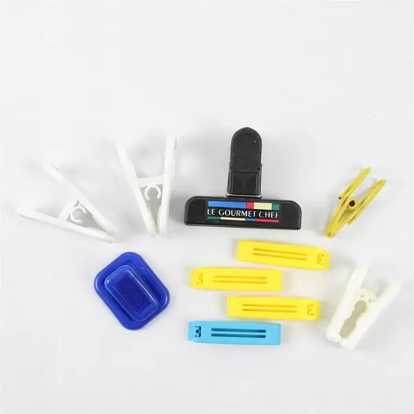 Lot of 10 Assorted Reusable Kitchen Bag Clips Sealers for Pantry