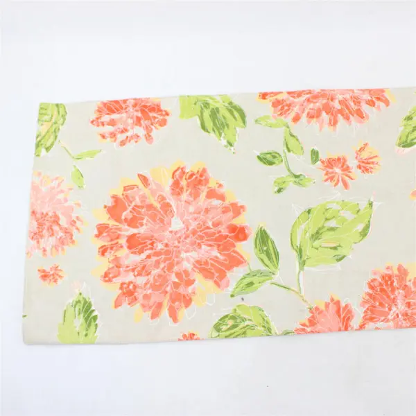 Envogue Orange Green and Beige Spring Summer Table Runner 14" x 70"