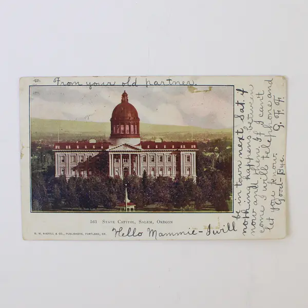 State Capitol Salem Oregon Colorized Litho Postcard 1907 DM Averill