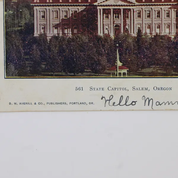 State Capitol Salem Oregon Colorized Litho Postcard 1907 DM Averill