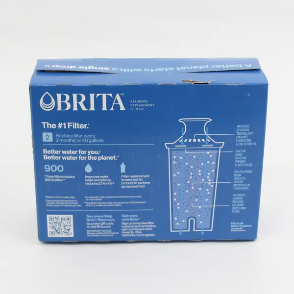 2 Brita Standard Replacement Filters for Pitchers Dispensers In 3 Count Box