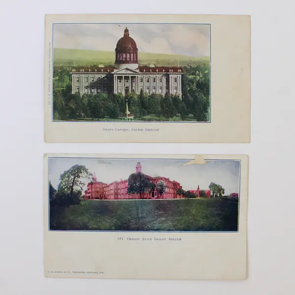 Lot Of 2 Salem Oregon Colorized Litho Postcards State Capitol State Asylum