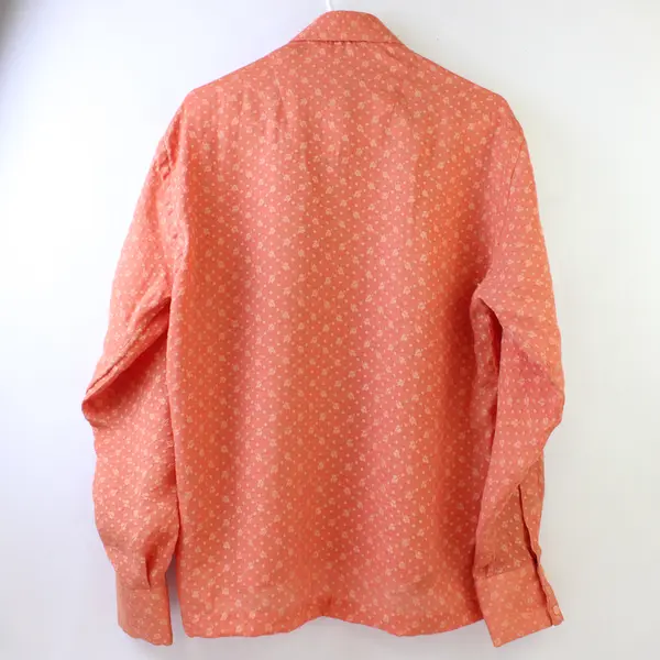 Vtg Dashing Premium Men's 40 Orange Floral Jacquard Paisley Button Up Shirt