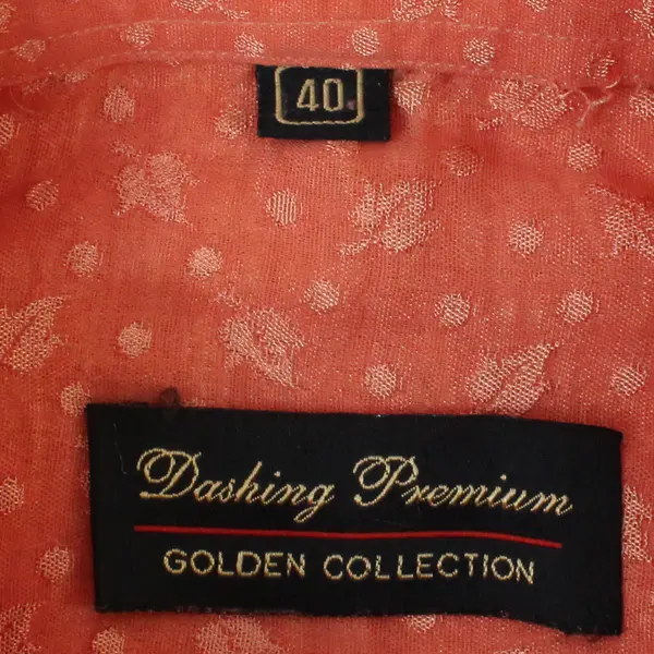 Vtg Dashing Premium Men's 40 Orange Floral Jacquard Paisley Button Up Shirt