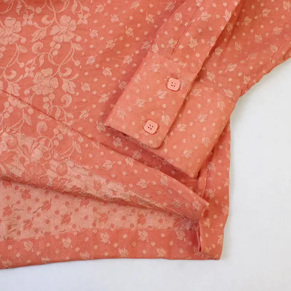 Vtg Dashing Premium Men's 40 Orange Floral Jacquard Paisley Button Up Shirt