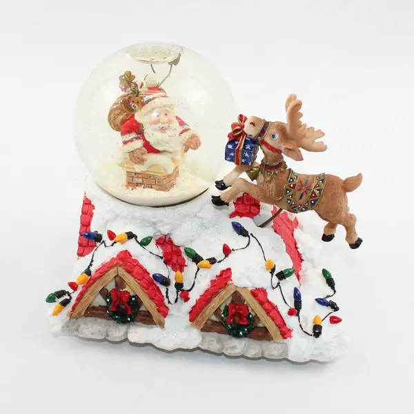 Festivities By Enesco 2001 Fa-La-La Santa With Reindeer Musical Waterball 463058