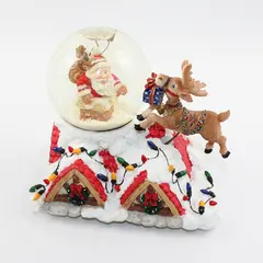 Festivities By Enesco 2001 Fa-La-La Santa With Reindeer Musical Waterball 463058