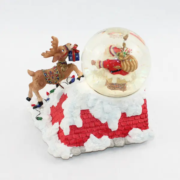 Festivities By Enesco 2001 Fa-La-La Santa With Reindeer Musical Waterball 463058