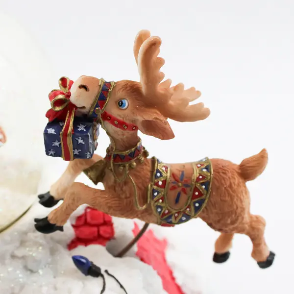 Festivities By Enesco 2001 Fa-La-La Santa With Reindeer Musical Waterball 463058