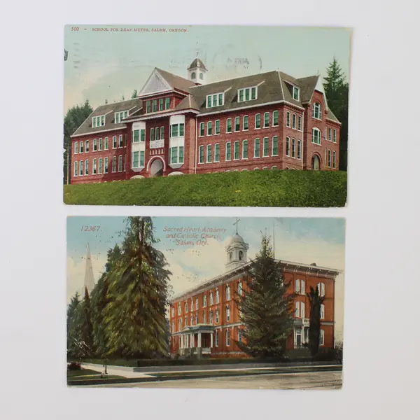 Lot Of 2 Salem Oregon Color Litho Postcards Deaf School Sacred Heart Academy 