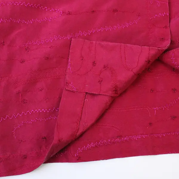 Vintage Erin London Women's 16 Fuchsia 100% Silk Button Up Short Sleeve Shirt 