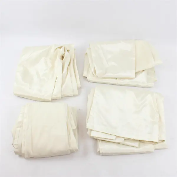 Set of 4 Maxan Off-White Cream Satin Curtains 40" x 80" FLAWED