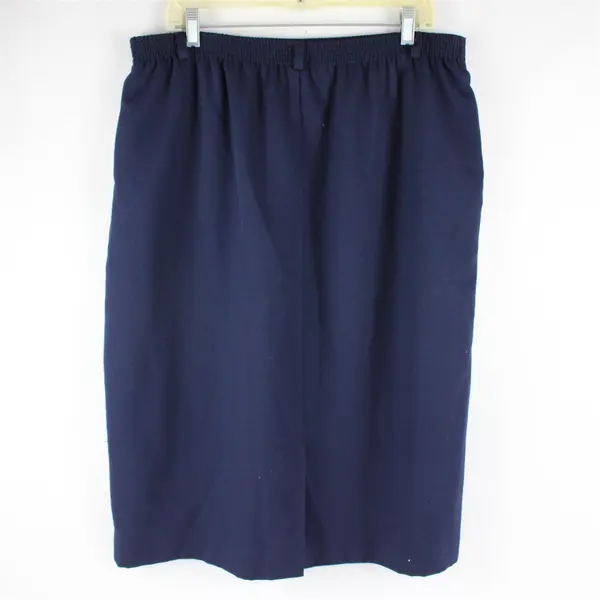 Vintage Koret Women's 16-18 Navy Blue Wool Blend A-Line Pull On Skirt
