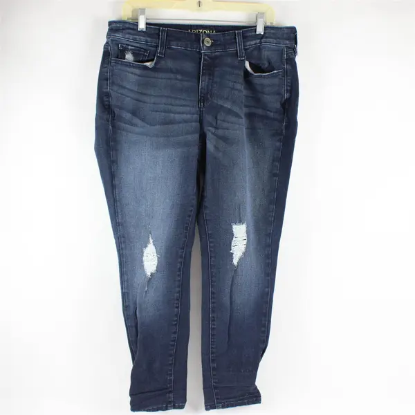 Arizona Jean Co Women's 14 Dark Wash Stretch Distressed Skinny Jeans