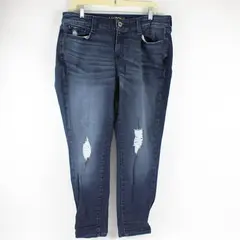 Arizona Jean Co Women's 14 Dark Wash Stretch Distressed Skinny Jeans