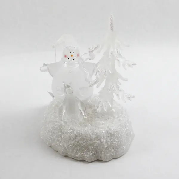 Enesco 2004 Twinkling Christmas Lighted Snowman/Tree Figurine 827165 Tested