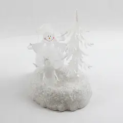 Enesco 2004 Twinkling Christmas Lighted Snowman/Tree Figurine 827165 Tested