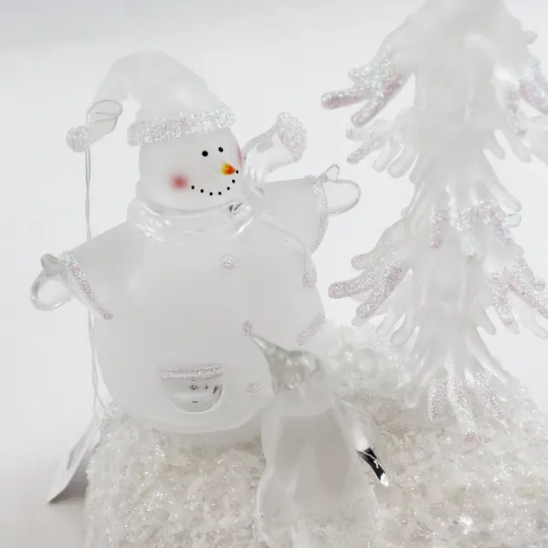 Enesco 2004 Twinkling Christmas Lighted Snowman/Tree Figurine 827165 Tested