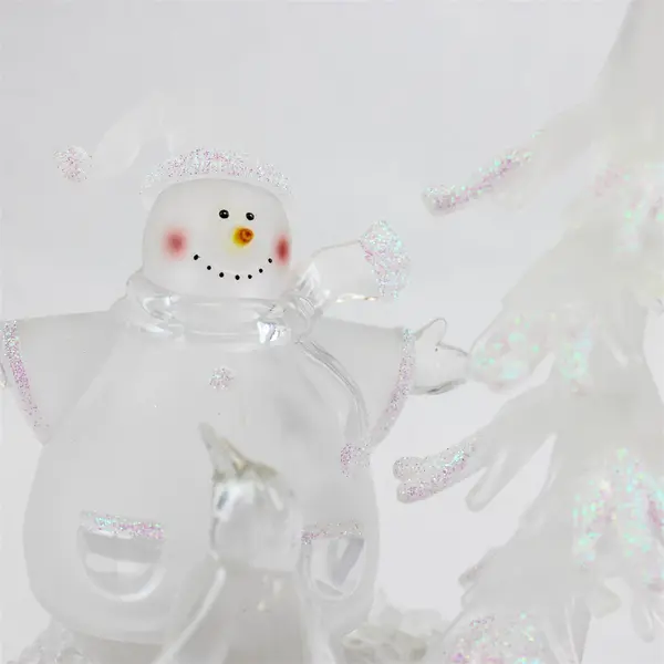 Enesco 2004 Twinkling Christmas Lighted Snowman/Tree Figurine 827165 Tested