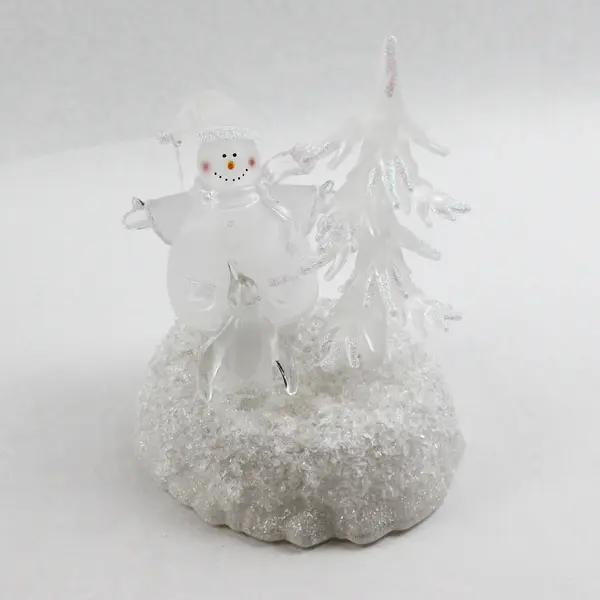 Enesco 2004 Twinkling Christmas Lighted Snowman/Tree Figurine 827165 Mild Damage