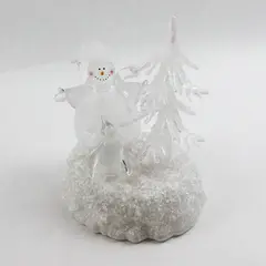 Enesco 2004 Twinkling Christmas Lighted Snowman/Tree Figurine 827165 Mild Damage