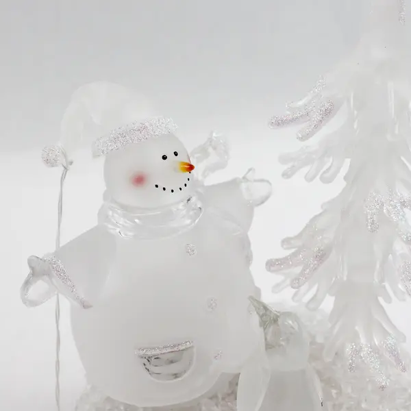 Enesco 2004 Twinkling Christmas Lighted Snowman/Tree Figurine 827165 Mild Damage