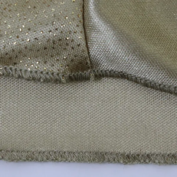 Vtg Only 9 Women's 1X Gold Glitter Short Sleeve Open Front Collared Cardigan