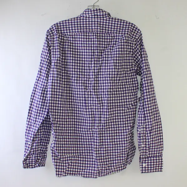 J. Crew Purple Gingham Slim Fit Long-Sleeved Button-Down Men's Small FLAW