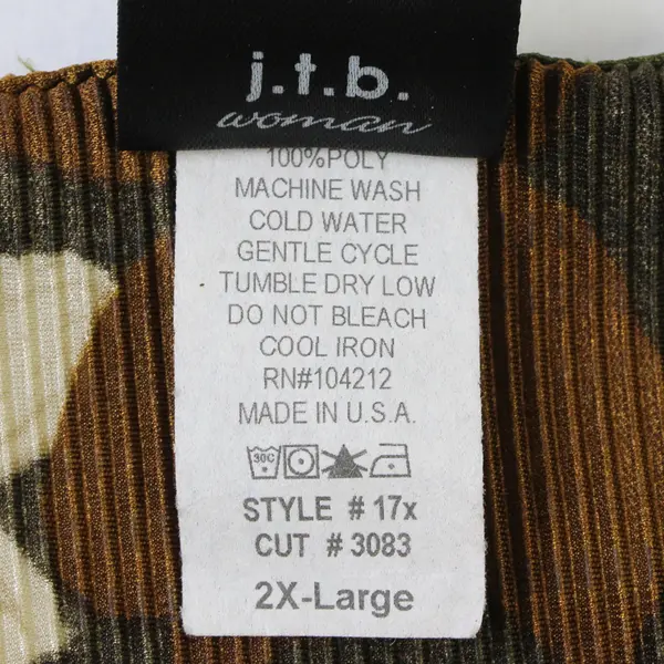 Vtg j.t.b Women's 2XL Earth Tones Floral Crinkle Fabric Wide Strap Tank Top