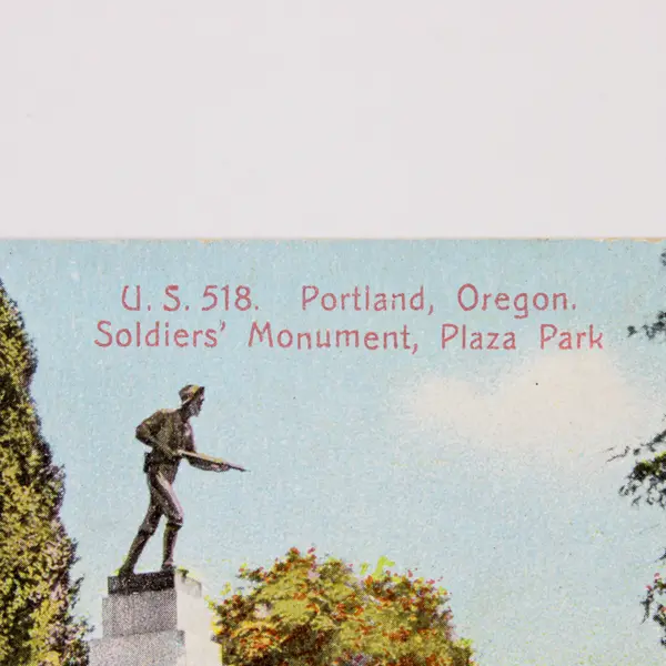 Portland Oregon Soldiers Monument Color Litho Postcard 1908 Oswego Postmark
