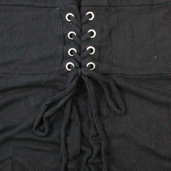 Dee Elly Women's L Black Lace Up Corset Detail Ribbed Stretch Tank Dress