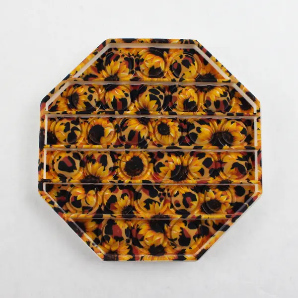 Lot of 2 Pop-It Sensory Fidget Toys Rainbow Mitten & Sunflower Octagon