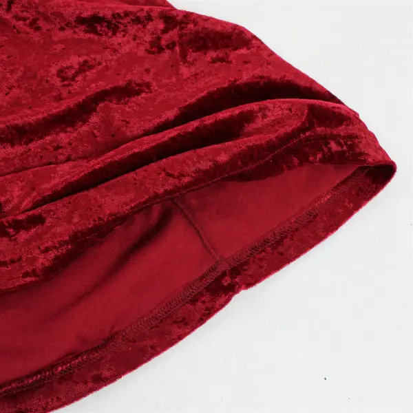 Vintage New Visions Women's L/XL Red Crushed Velvet Maxi Long Sleeve Dress