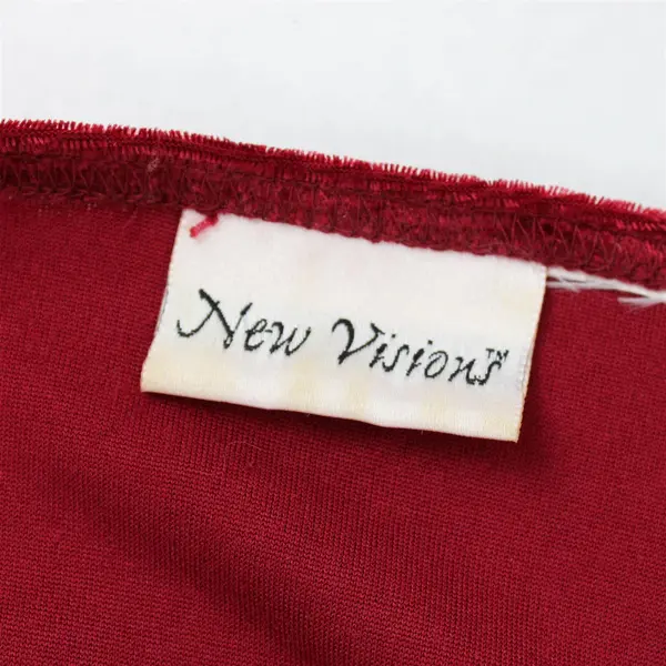 Vintage New Visions Women's L/XL Red Crushed Velvet Maxi Long Sleeve Dress